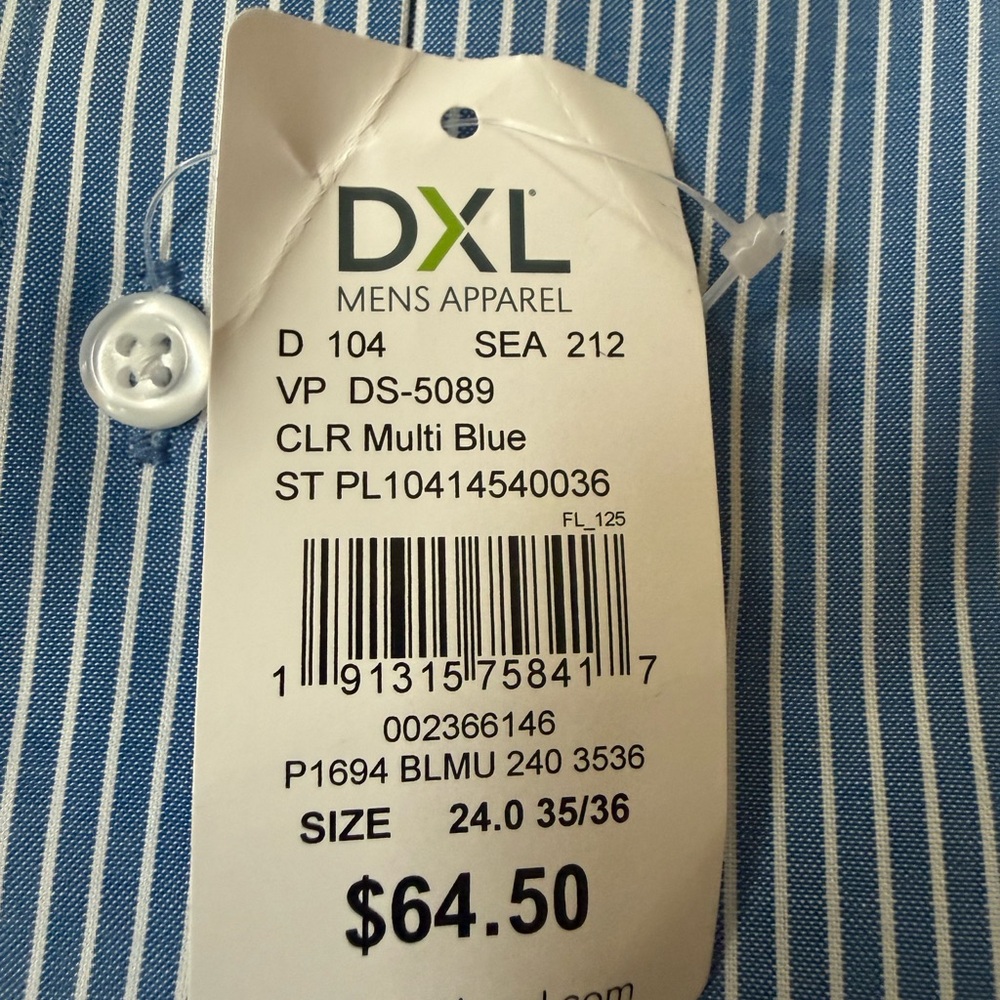 DXL Size 6 Blue Striped Men's Shirt - Picture 12 of 15